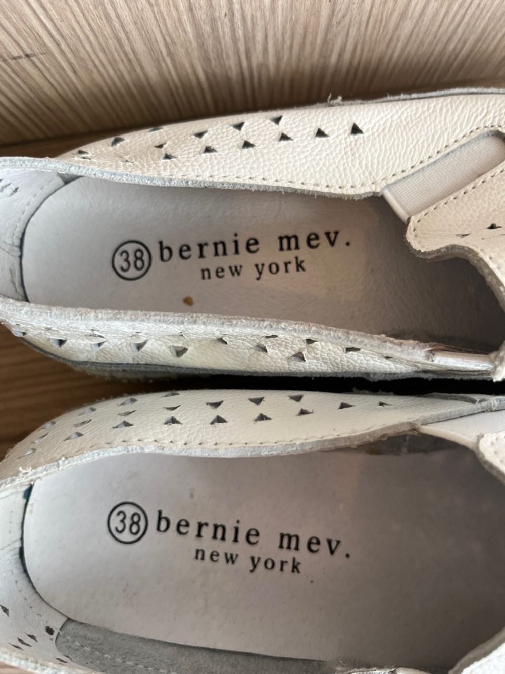 Bernie Mev White Perforated Slip-On Sneakers with Rhinestone Toes - Picture 2 of 8